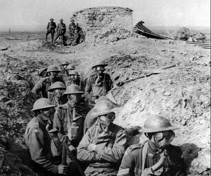 Australian infantry with gas masks World War I