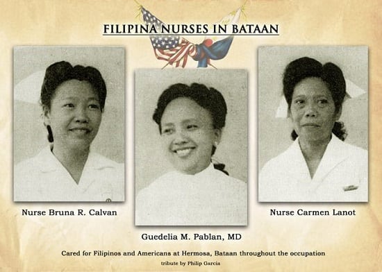 Filipina nurses from left to right: Nurse Bruna Calvan, Guedelia Pablan, and Nurse Carmen Lanot.