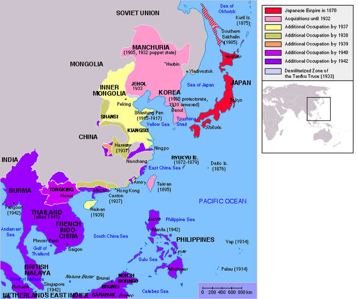 Map of Japanese occupation