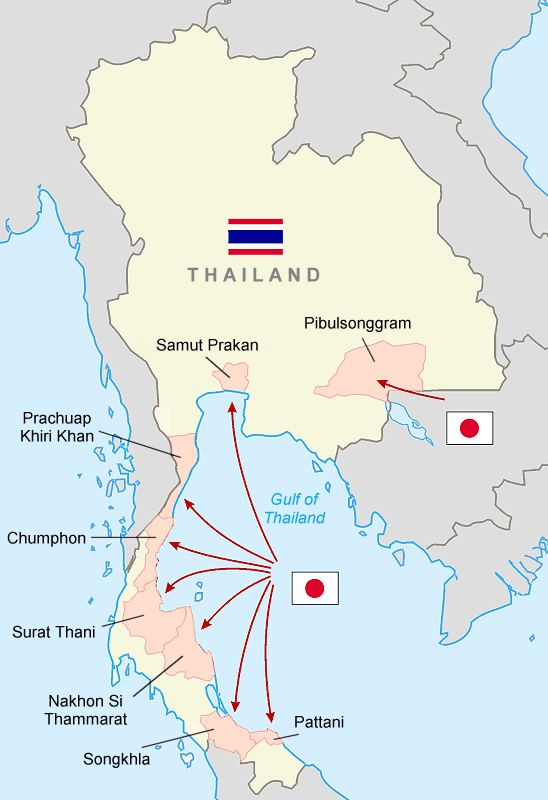 Map of Japanese invasion